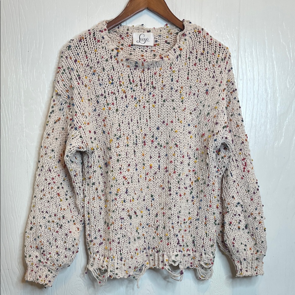 Luxe Multicolor Speckled Knit Sweater M
